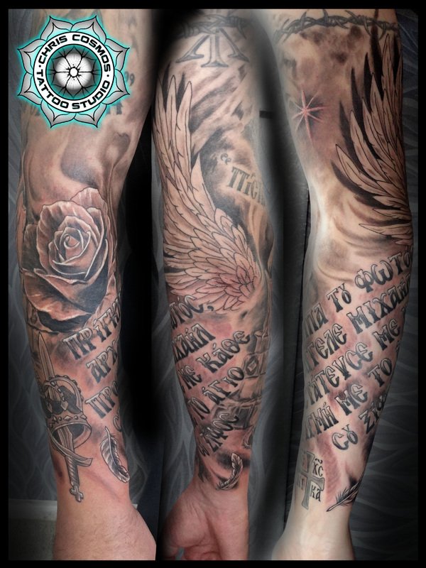 tattoo sleeve angel michael rose tziortzis studio chris cosmos cyprus 2