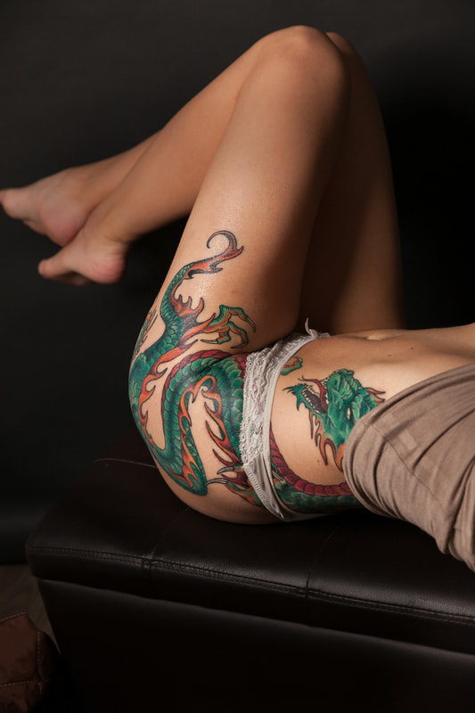 leg tattoo dragon sexy