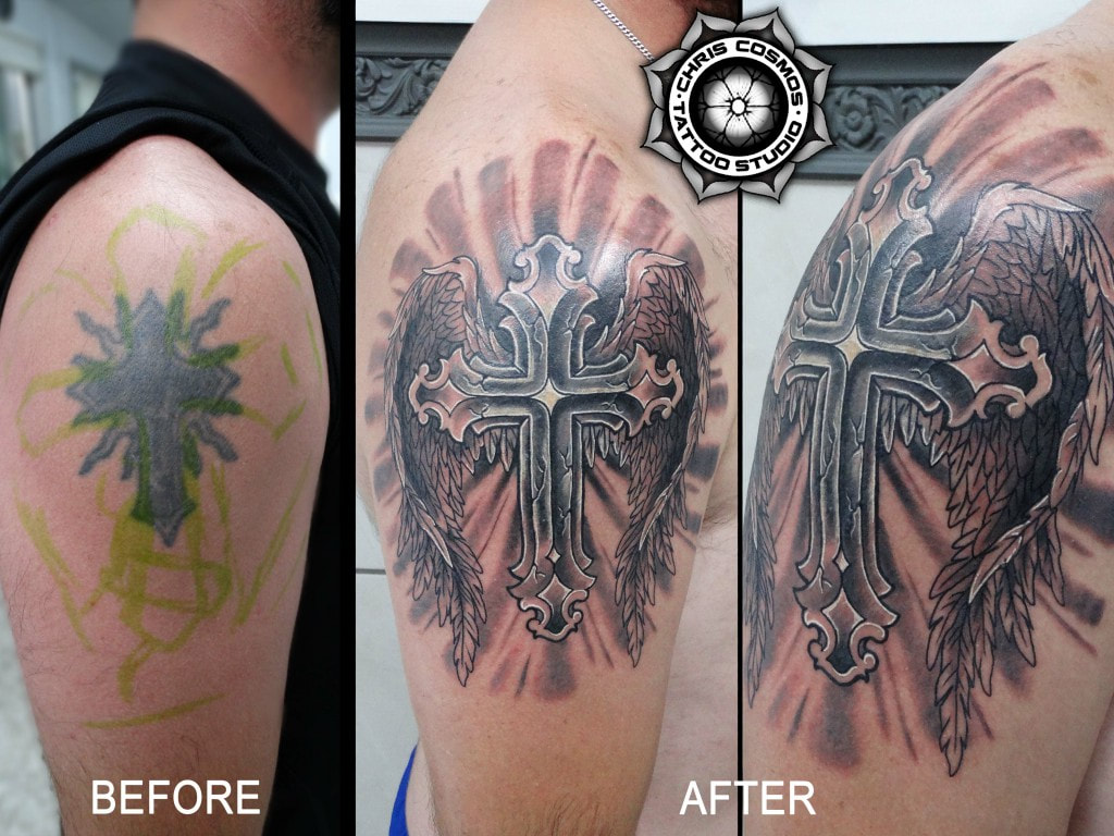 cross tattoo cover up wings angelic cosmos chris cyprus limassol