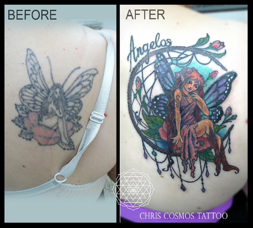 fairy tattoo cover before after cosmos