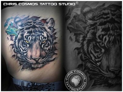 tiger cover up chris cosmos white tattoo