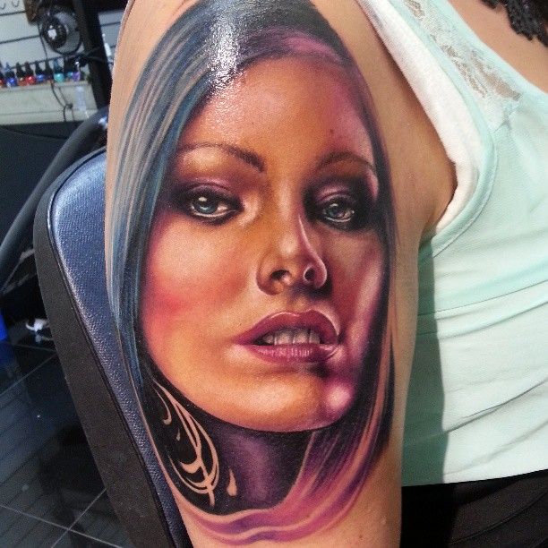 Picture of female color Portrait Tattoo By Bumer Joyce artist