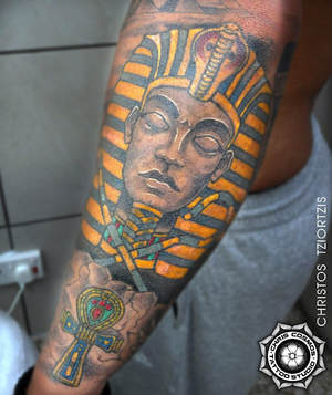 pharaoh egypt tut king tattoo by chris tziortzis