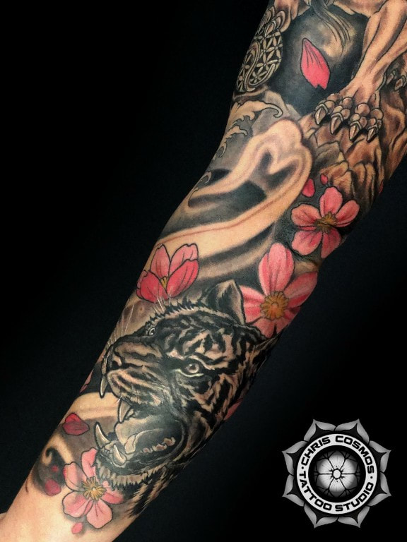 japanese tattoo limassol cyprus neo tiger sakura cosmos tziortzis