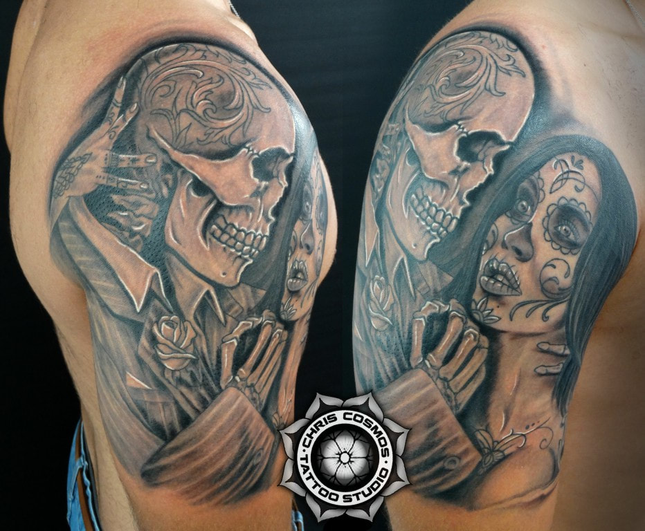 skull muerte katrina death tattoo love