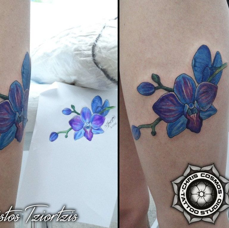 orchid tattoo color blue purple