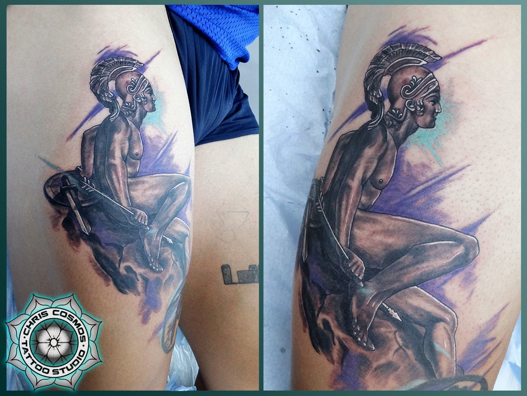 tattoo achilles heel greek mythology troy arrow tziortzis studio chris cosmos