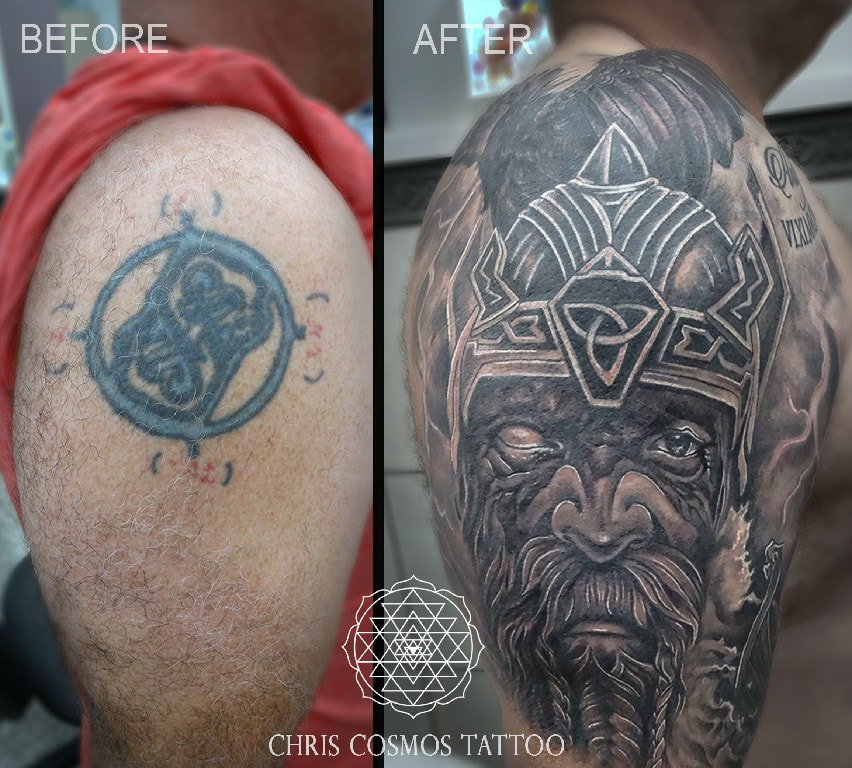 tattoo cover viking odin god chris cosmos limassol cyprus tziortzis
