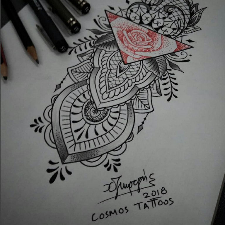tattoo design custom lace mandala hand cosmos limassol