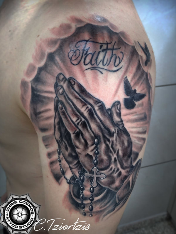 tattoo praying hands faith god