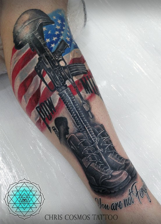 pow mia usa tattoo rifle military boot prisoner